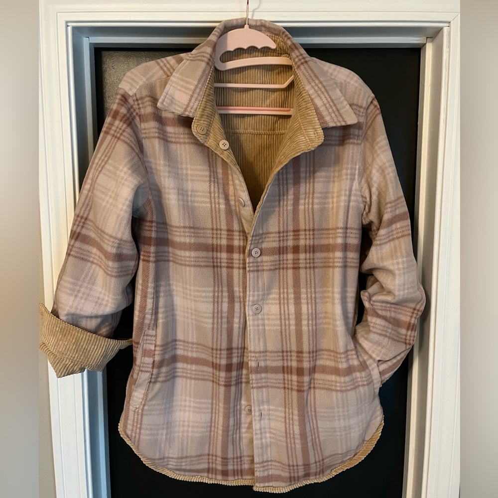 Corduroy Reversible Plaid Shacket - Picture 5 of 7